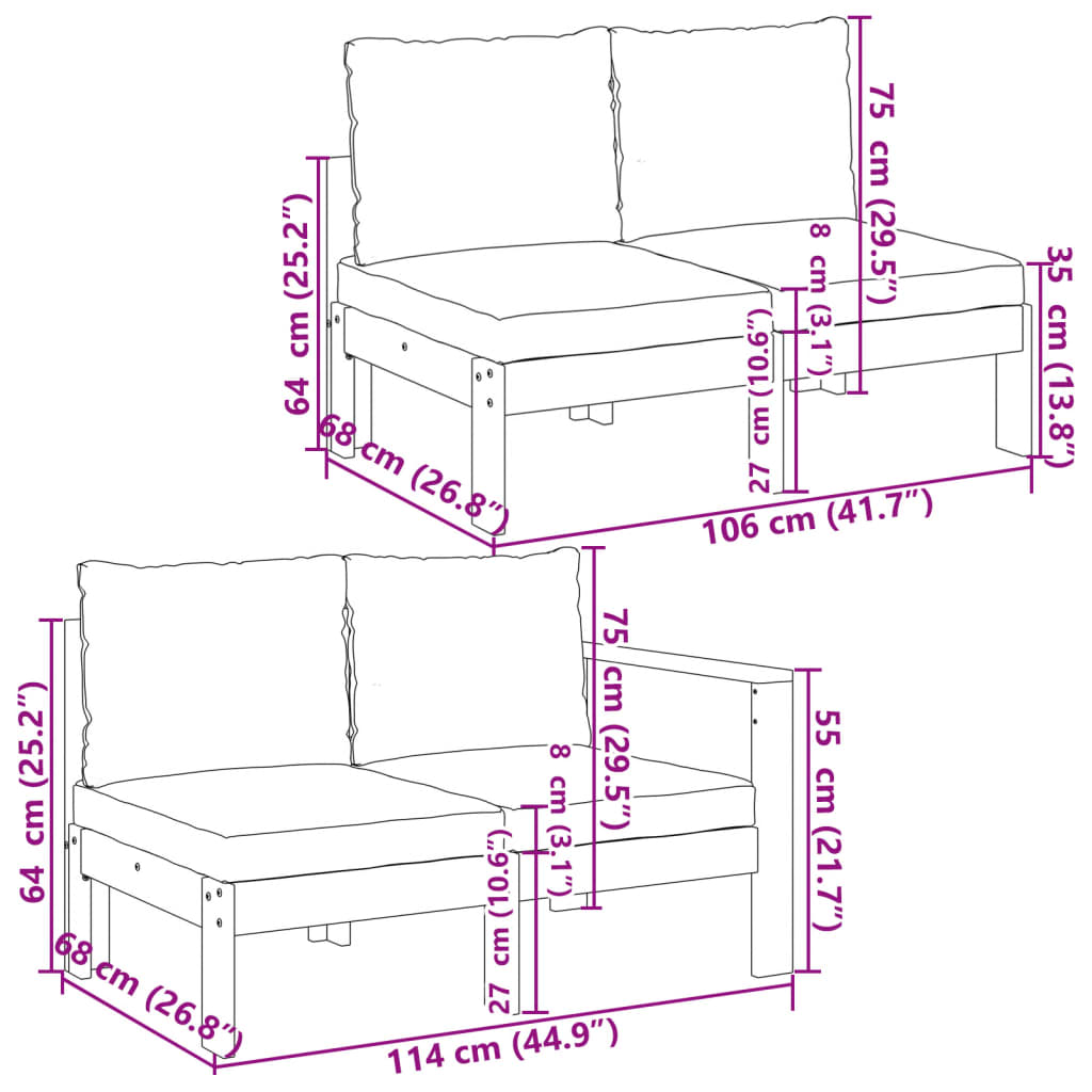 Set Divano da Giardino 5 pz con Cuscini Legno Massello Acacia | homemem39