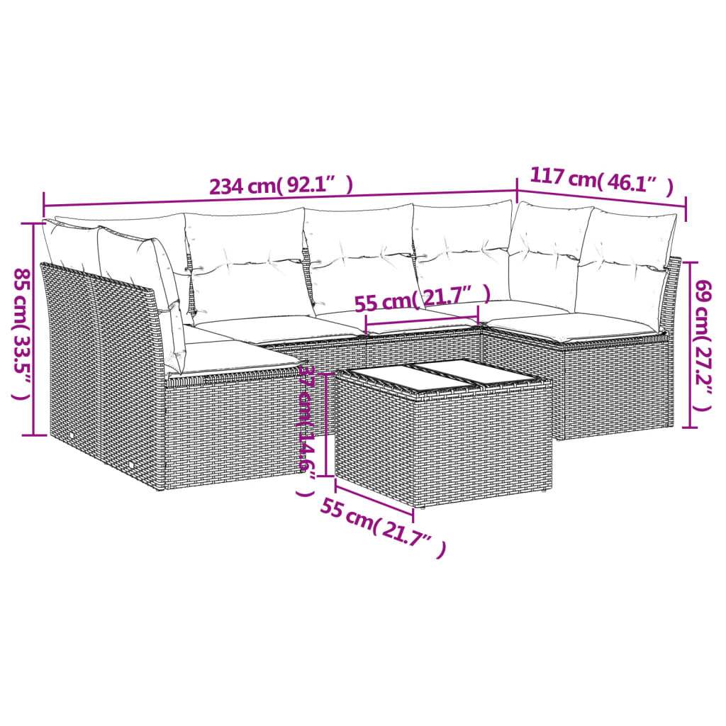 Set Divani da Giardino 7pz con Cuscini Grigio Chiaro Polyrattan | homemem39