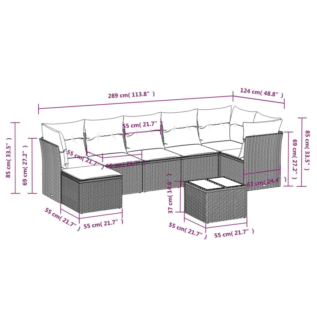 Set Divano da Giardino 8pz con Cuscini Grigio Chiaro Polyrattan | homemem39