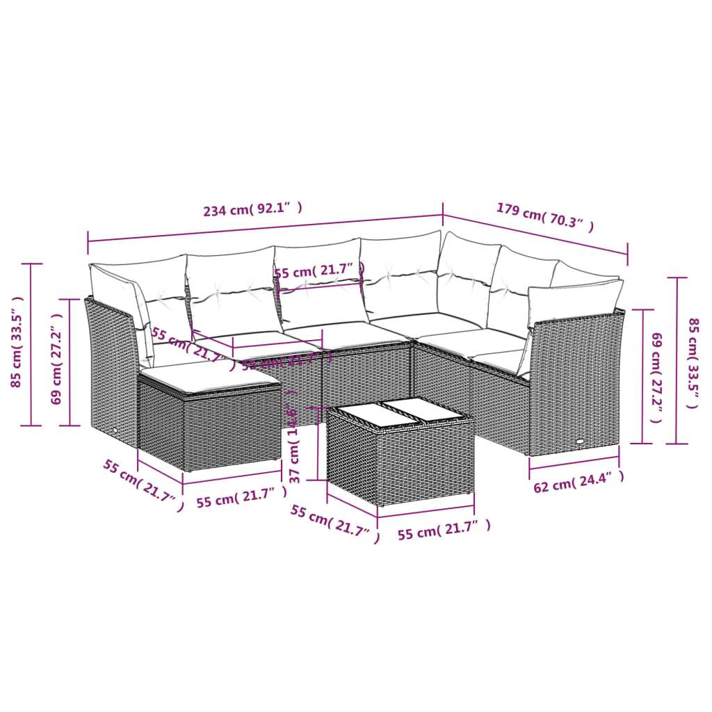 Set Divani da Giardino con Cuscini 8 pz Nero in Polyrattan | homemem39