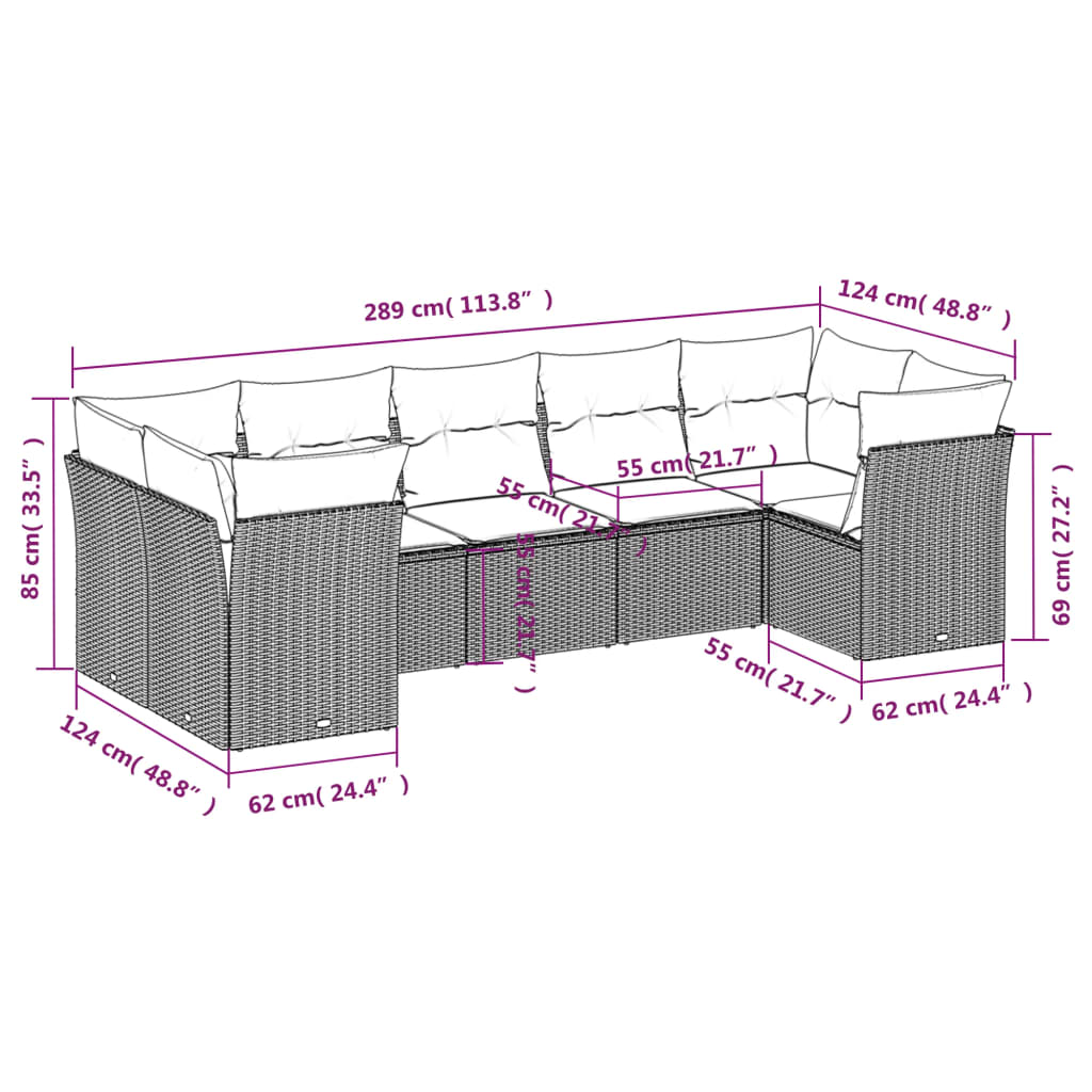 Set Divani da Giardino con Cuscini 7pz Nero Polyrattan | homemem39