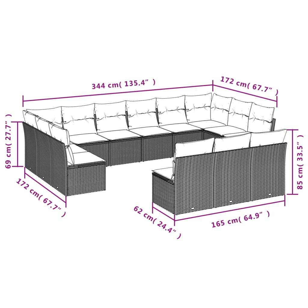 Set Divani da Giardino 13pz con Cuscini Nero in Polyrattan | homemem39