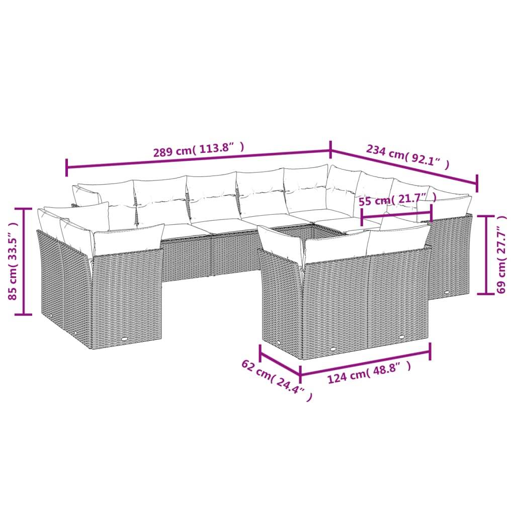 Set Divani da Giardino 12 pz con Cuscini Marrone in Polyrattan | homemem39