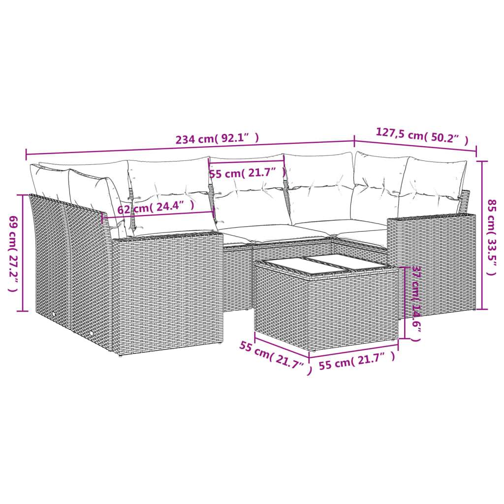 Set Divani da Giardino con Cuscini 7pz Nero Polyrattan | homemem39