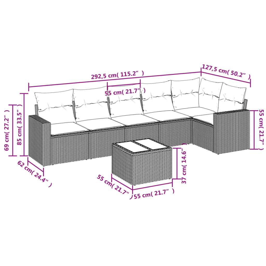 Set Divani da Giardino con Cuscini 7pz Nero Polyrattan | homemem39