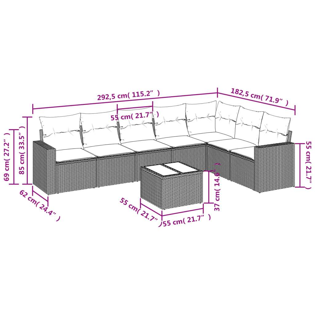 Set Divani da Giardino con Cuscini 8 pz Nero in Polyrattan | homemem39