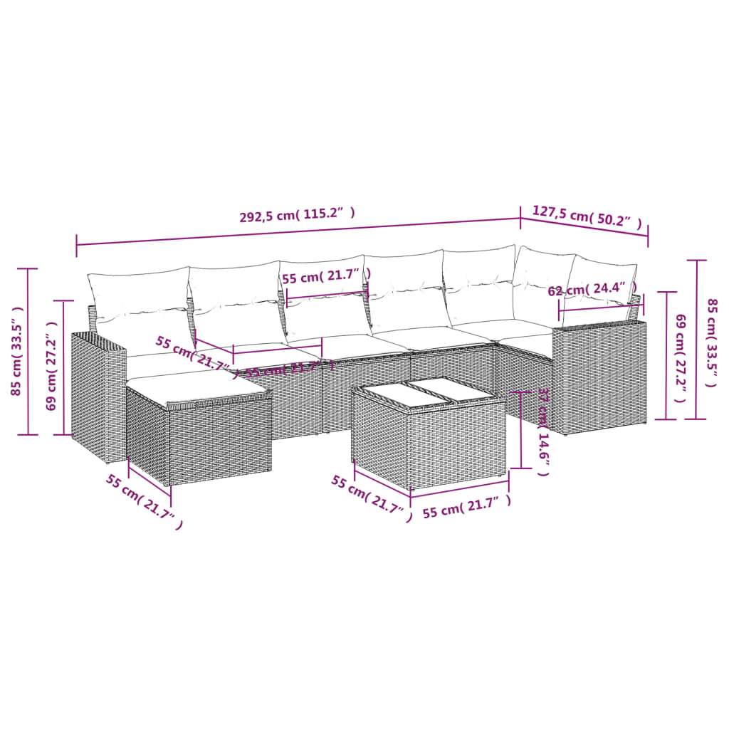Set Divano da Giardino 8 pz con Cuscini Grigio in Polyrattan | homemem39