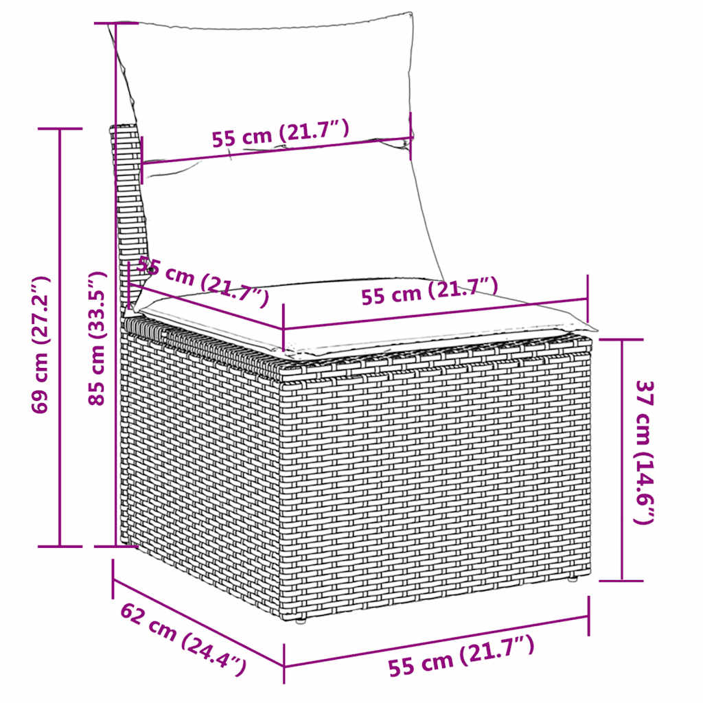 Set Divani da Giardino 11 pz con Cuscini Polyrattan Marrone