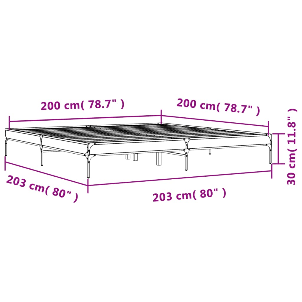 Giroletto Nero 200x200 cm in Legno Multistrato e Metallo