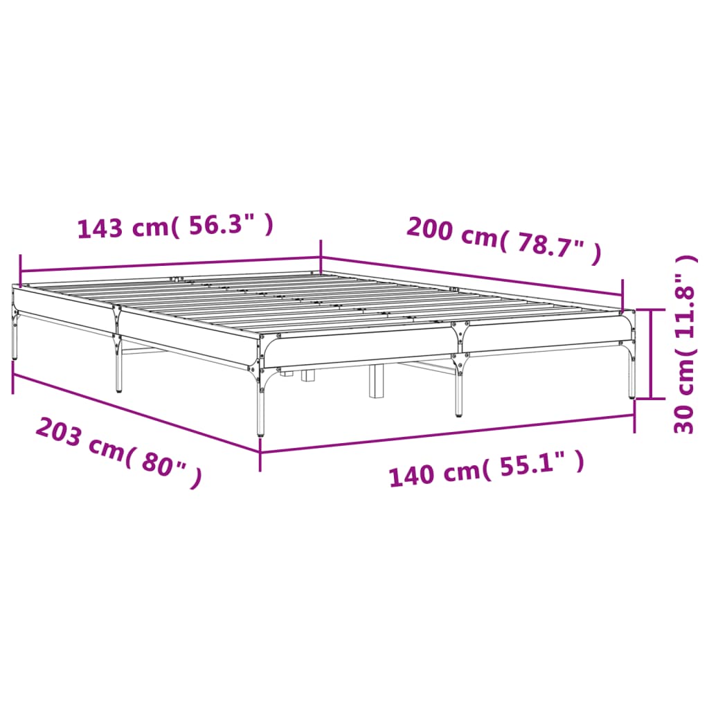 Giroletto Grigio Sonoma 140x200 cm in Legno Multistrato Metallo | homemem39