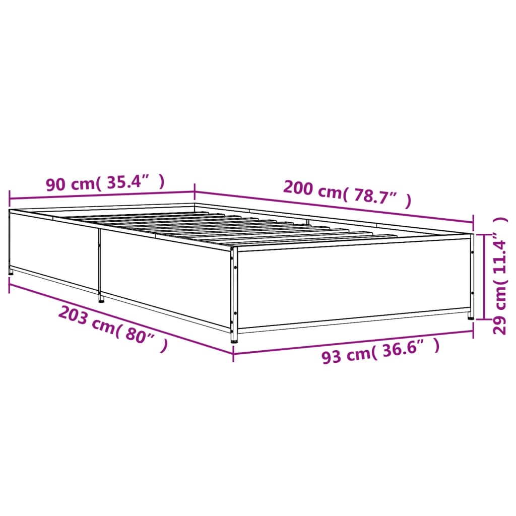 Giroletto Nero 90x200 cm in Legno Multistrato e Metallo | homemem39