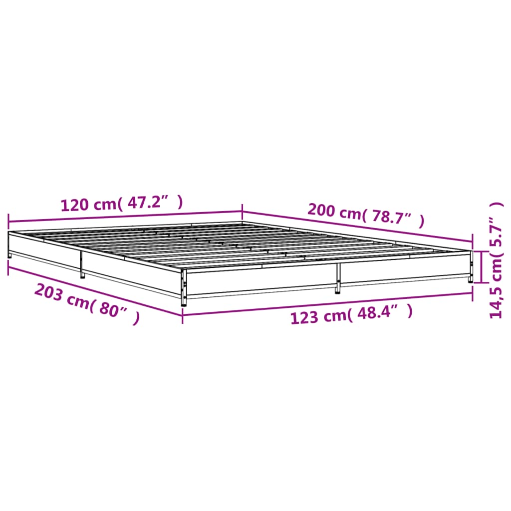 Giroletto Grigio Sonoma 120x200 cm in Legno Multistrato Metallo | homemem39