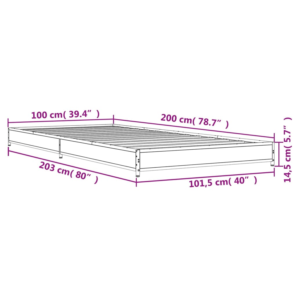 Giroletto Rovere Fumo 100x200 cm in Legno Multistrato e Metallo | homemem39