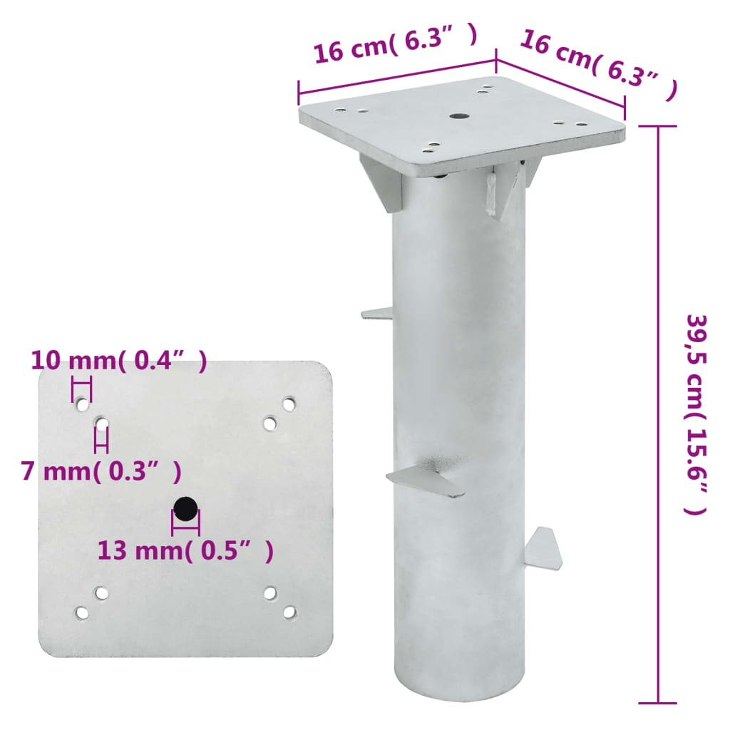 Base per Ombrellone Interrata Argento 16x16x39,5 cm Acciaio | homemem39