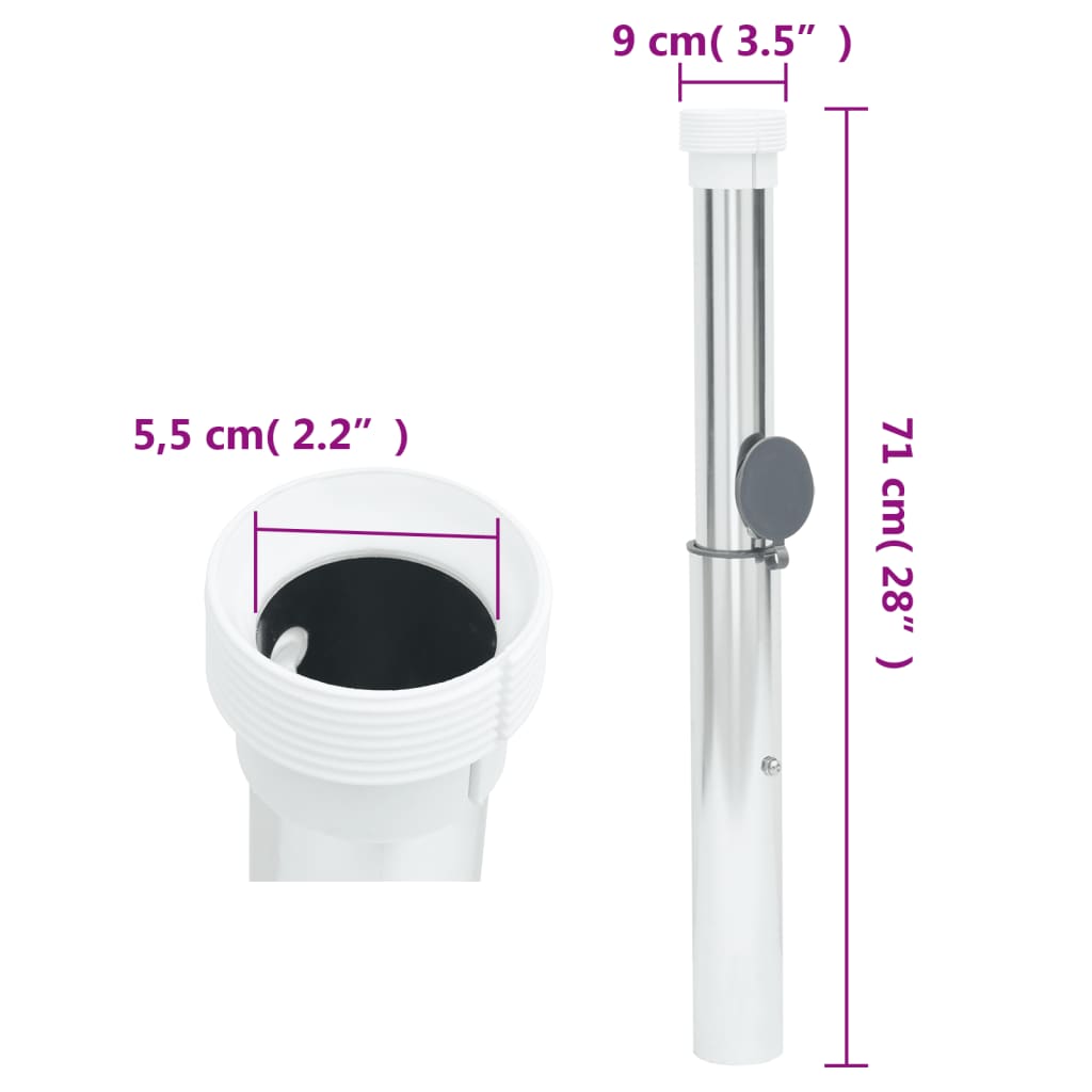 Base Ombrellone Interrato per Palo 40-50 mm Argento Alluminio | homemem39