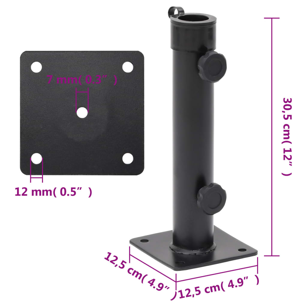Base per Ombrellone per Palo da Ø38/48 mm Nero Opaco in Acciaio | homemem39