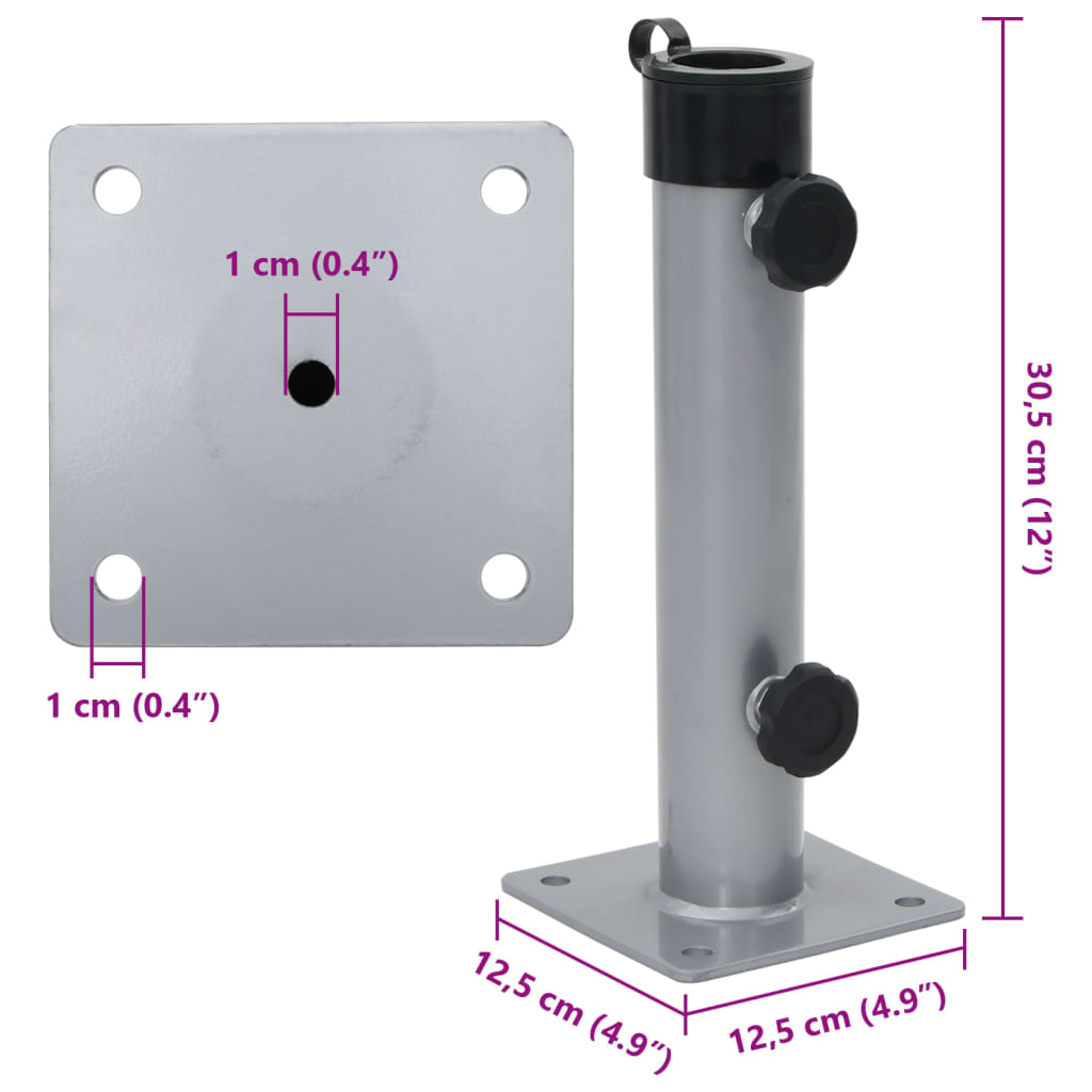 Base per Ombrellone per Palo da Ø38/48 mm Argento in Acciaio | homemem39