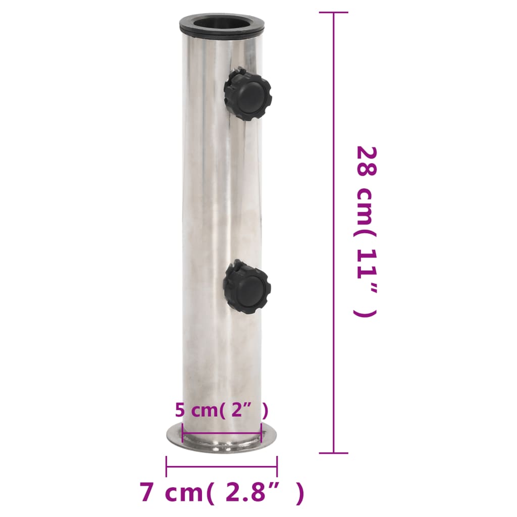 Base per Ombrellone per Palo da Ø38/48 mm Argento Acciaio Inox | homemem39