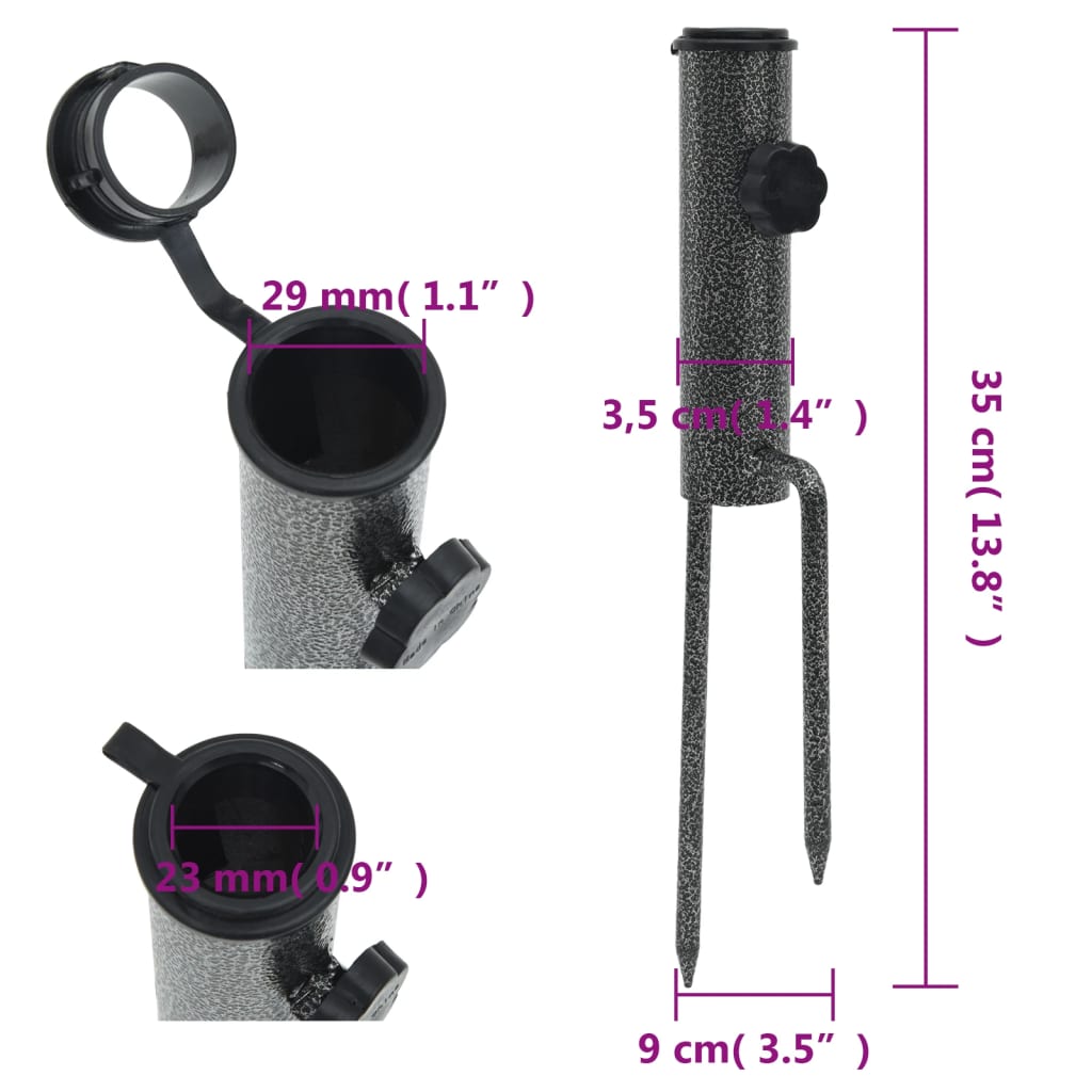 Supporti Ombrellone con Picchetti 2pz 9x35cm Acciaio Zincato | homemem39