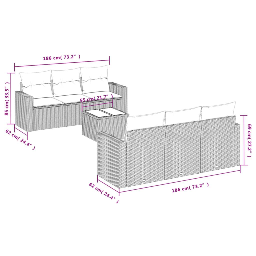 Set Divani da Giardino 7 pz con Cuscini Marrone in Polyrattan | homemem39