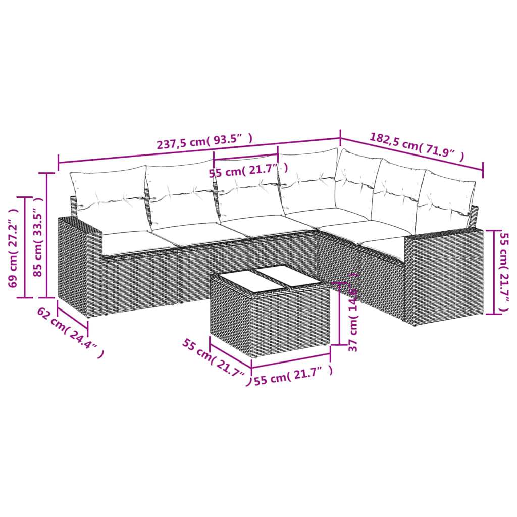 Set Divani da Giardino 7pz con Cuscini Grigio Chiaro Polyrattan | homemem39