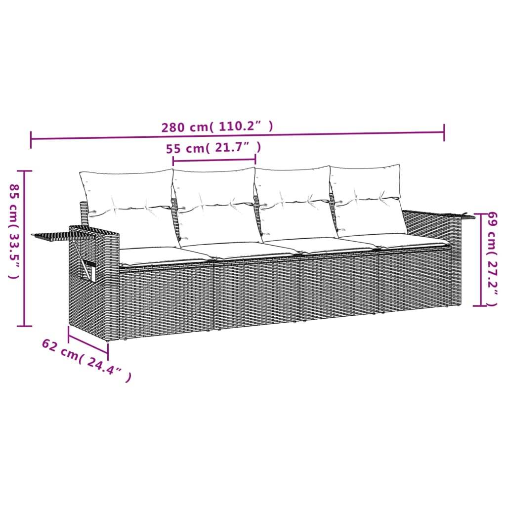 Set Divani da Giardino 4 pz con Cuscini Nero in Polyrattan | homemem39