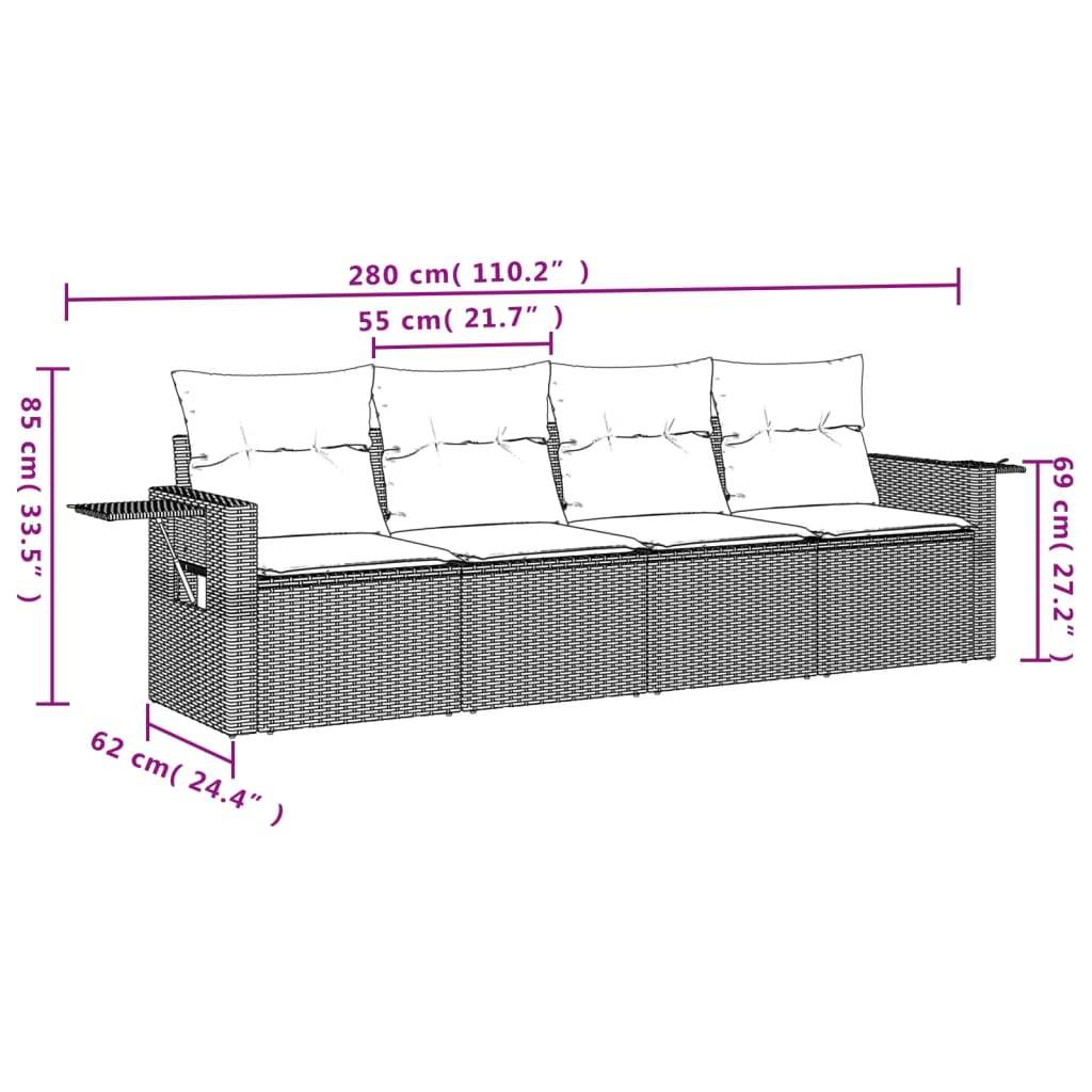 Set Divani da Giardino 4 pz con Cuscini in Polyrattan Grigio | homemem39