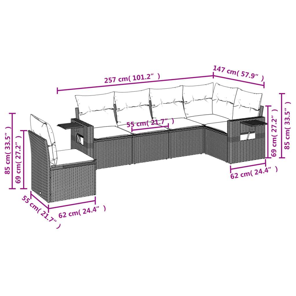 Set Divano da Giardino 6 pz con Cuscini Grigio in Polyrattan | homemem39