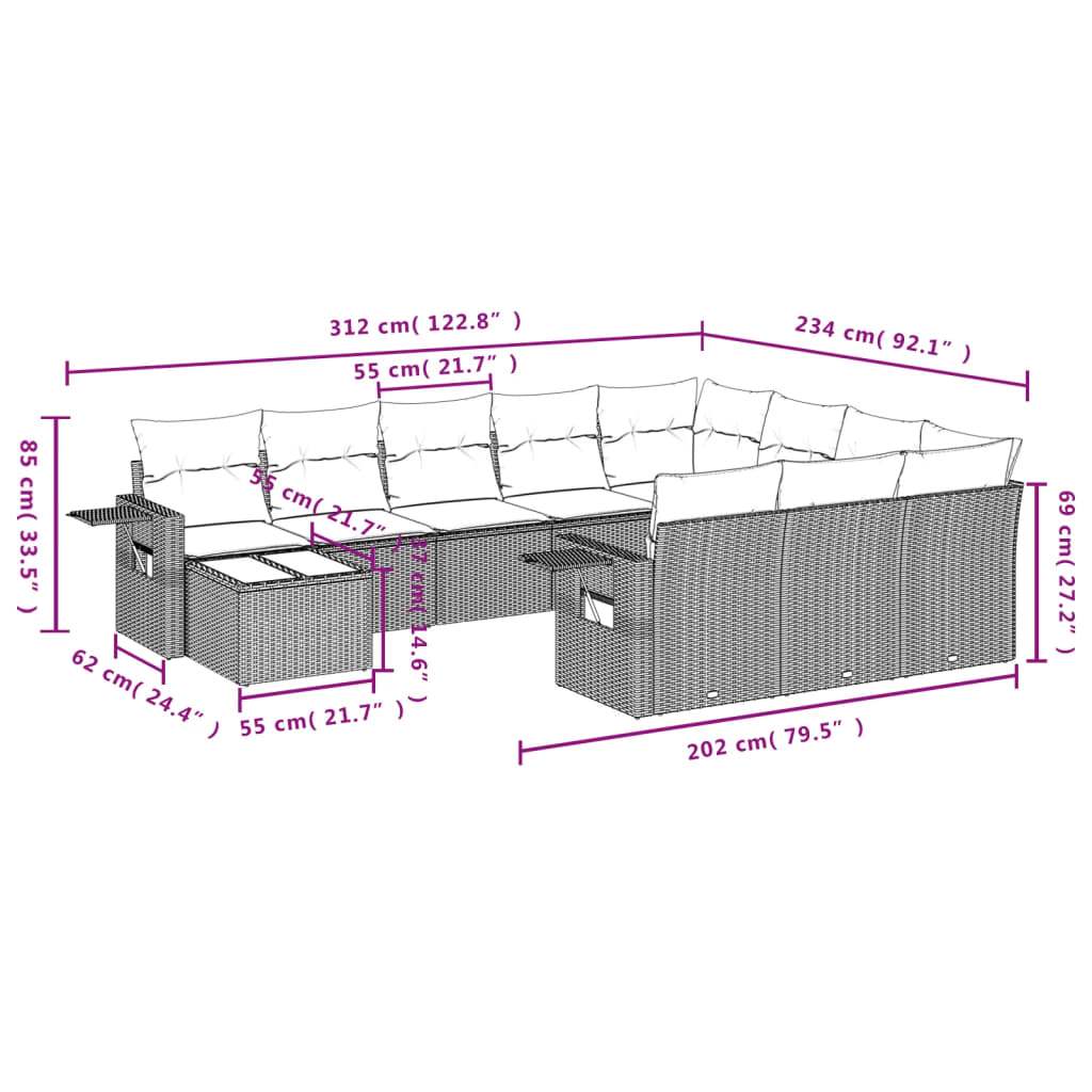 Set Divani da Giardino 11 pz con Cuscini in Polyrattan Nero | homemem39