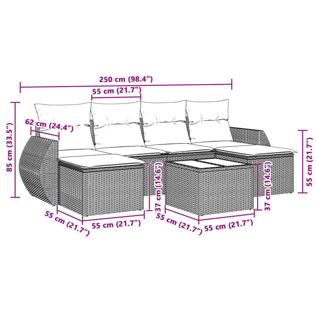 Set Divani da Giardino 7pz con Cuscini Grigio Chiaro Polyrattan - homemem39