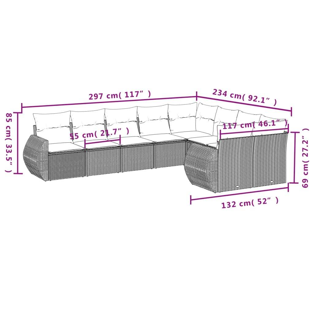 Set Divani da Giardino 9pz con Cuscini Marrone in Polyrattan | homemem39