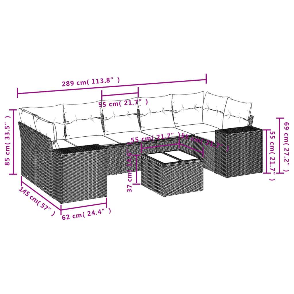Set Divano da Giardino 8pz con Cuscini Grigio Chiaro Polyrattan | homemem39