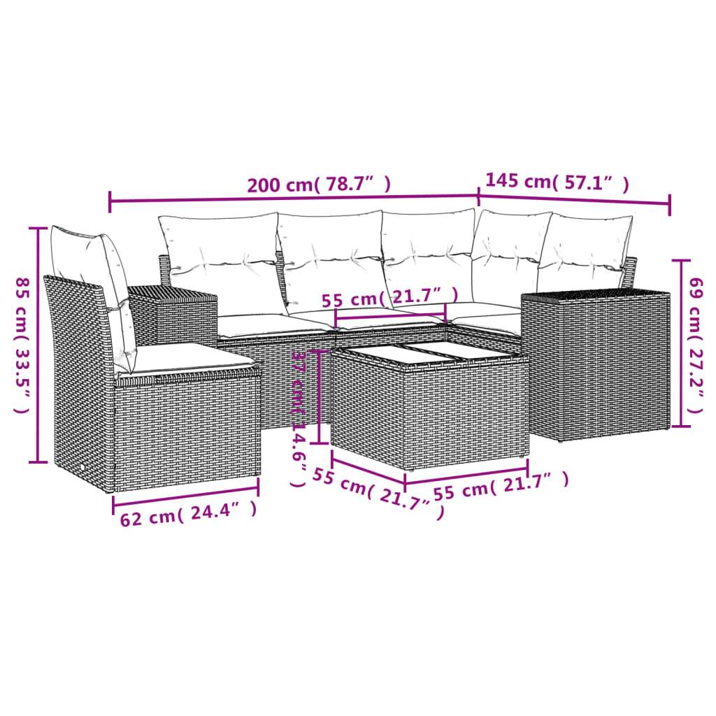 Set Divano da Giardino 6pz con Cuscini Grigio Chiaro Polyrattan | homemem39