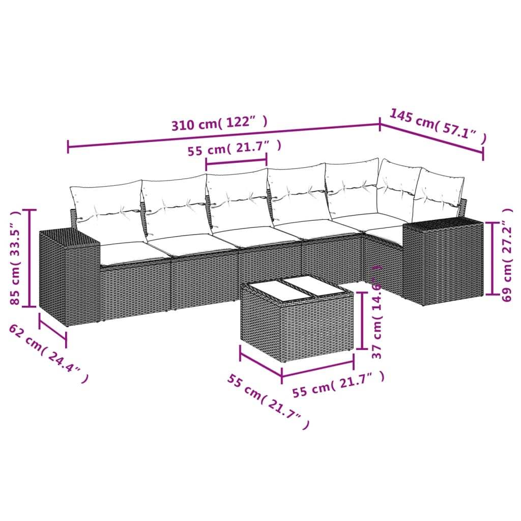 Set Divani da Giardino con Cuscini 7pz Nero Polyrattan | homemem39