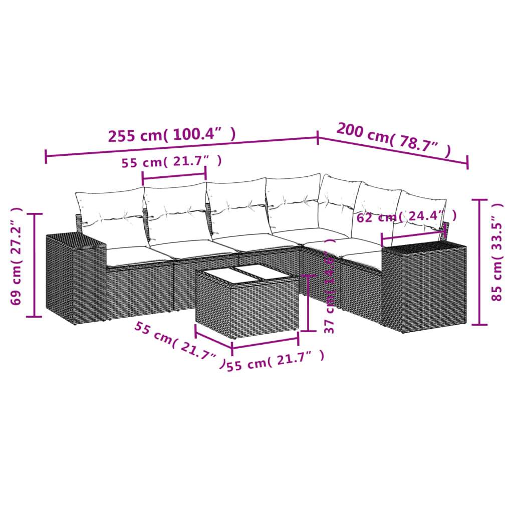 Set Divani da Giardino 7 pz con Cuscini Beige in Polyrattan | homemem39