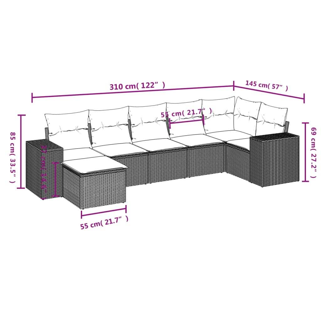Set Divani da Giardino con Cuscini 7pz Nero Polyrattan | homemem39