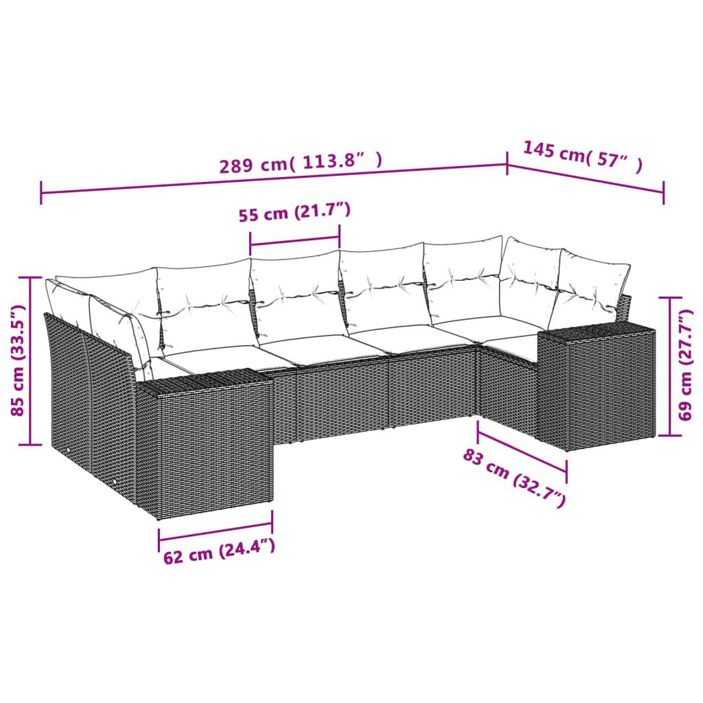 Set Divani da Giardino 7pz con Cuscini Grigio Chiaro Polyrattan - homemem39