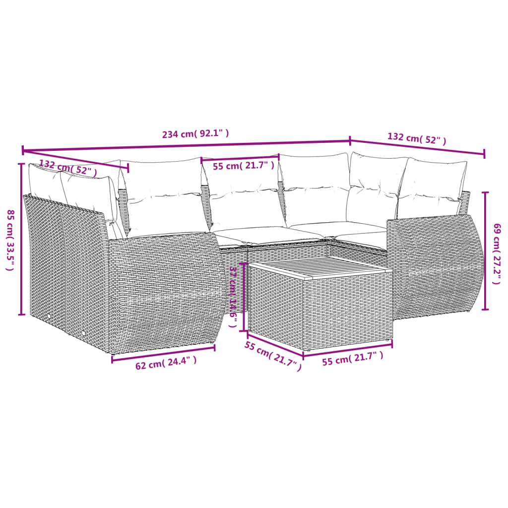 Set Divani da Giardino 7 pz con Cuscini Grigio in Polyrattan - homemem39