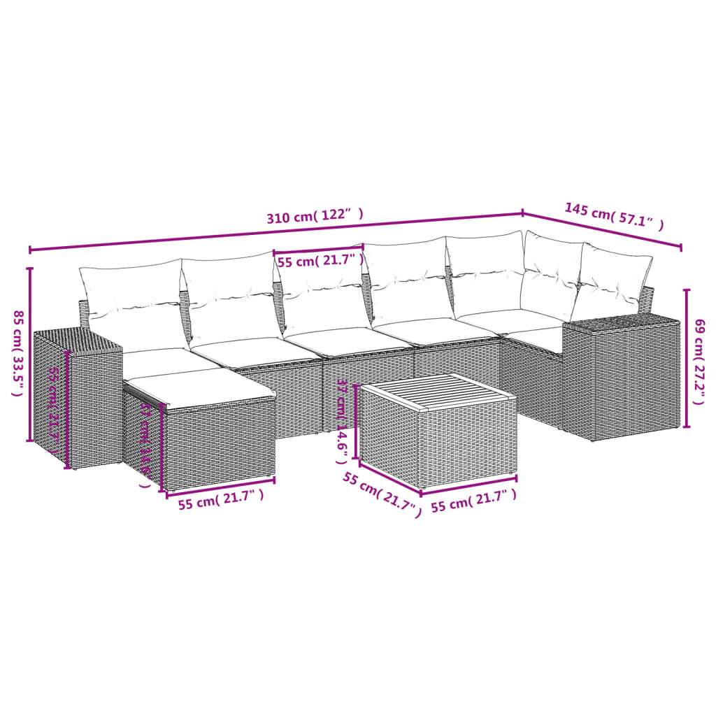 Set Divani da Giardino con Cuscini 8 pz Nero in Polyrattan | homemem39