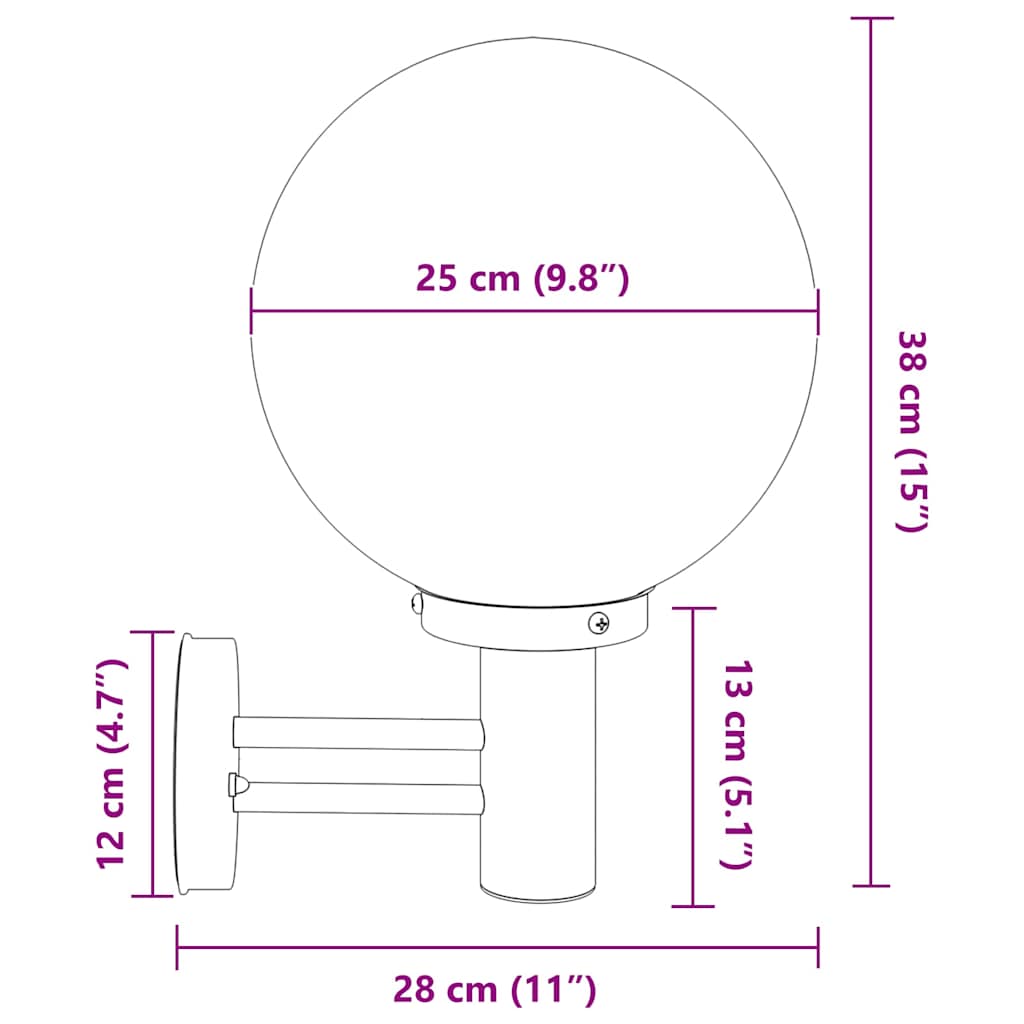 Lampada da Parete Esterna 2 pcs Argento 28 x 25 x 38 cm | homemem39