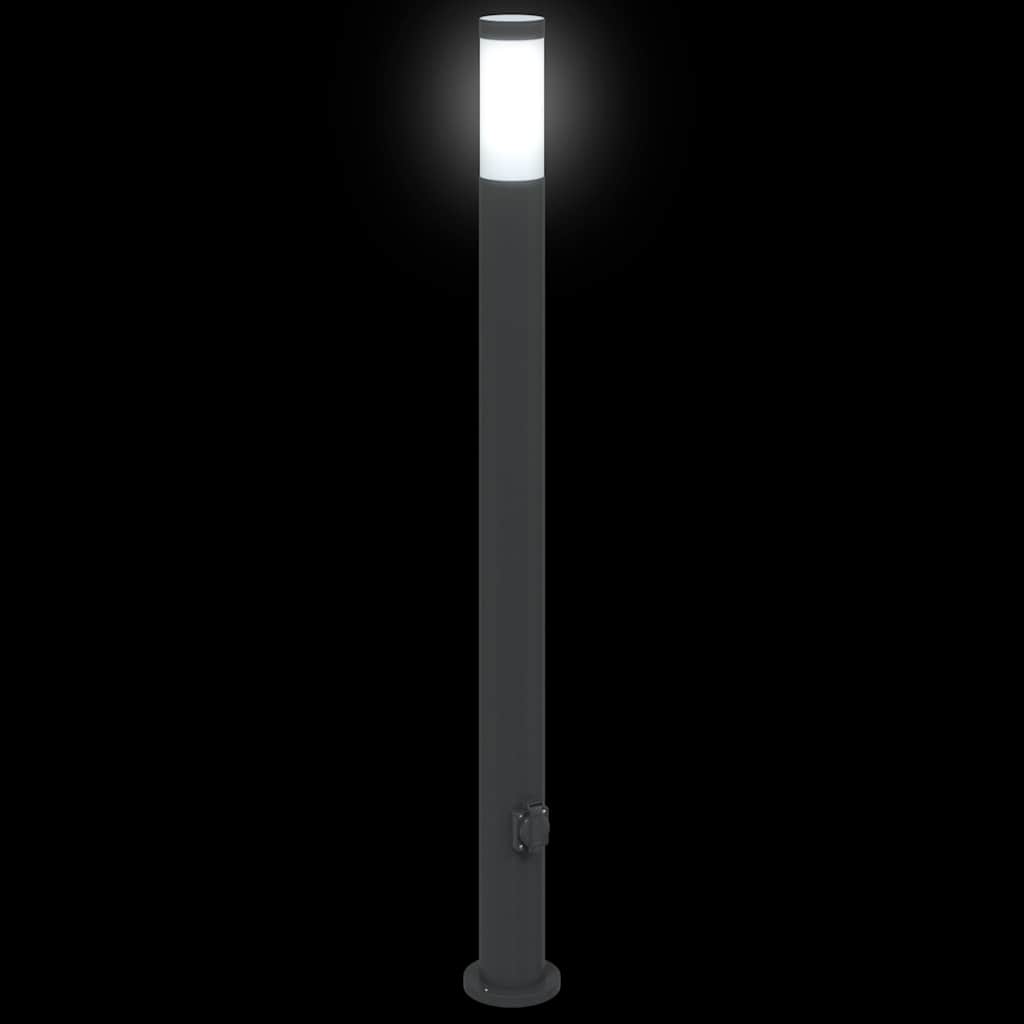 Lampada a paletto con presa elettrica 110 cm Acciaio Inox IP44