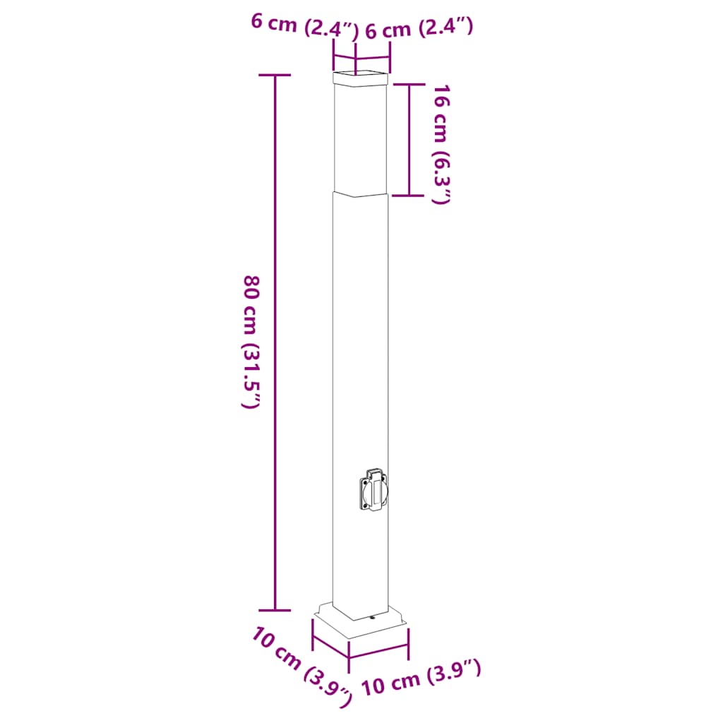 Lampioni a colonnina con presa elettrica 3 pz 80 cm Acciaio Inox IP44 | homemem39
