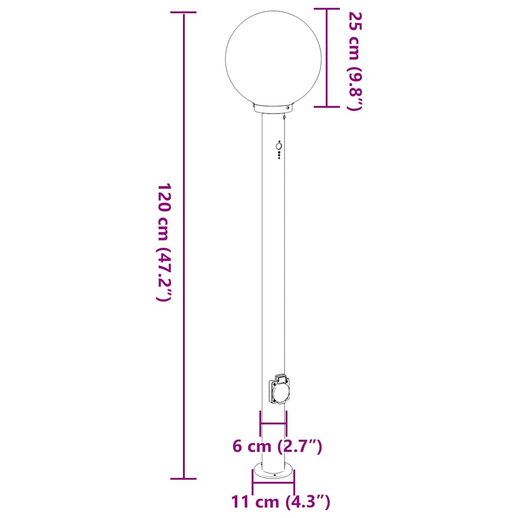 Lampioni a paletto con sensore e presa 3 pz 120 cm neri IP44 | homemem39