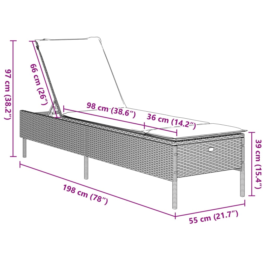 Lettini Prendisole 2 pz con Cuscini Grigio in Polyrattan | homemem39