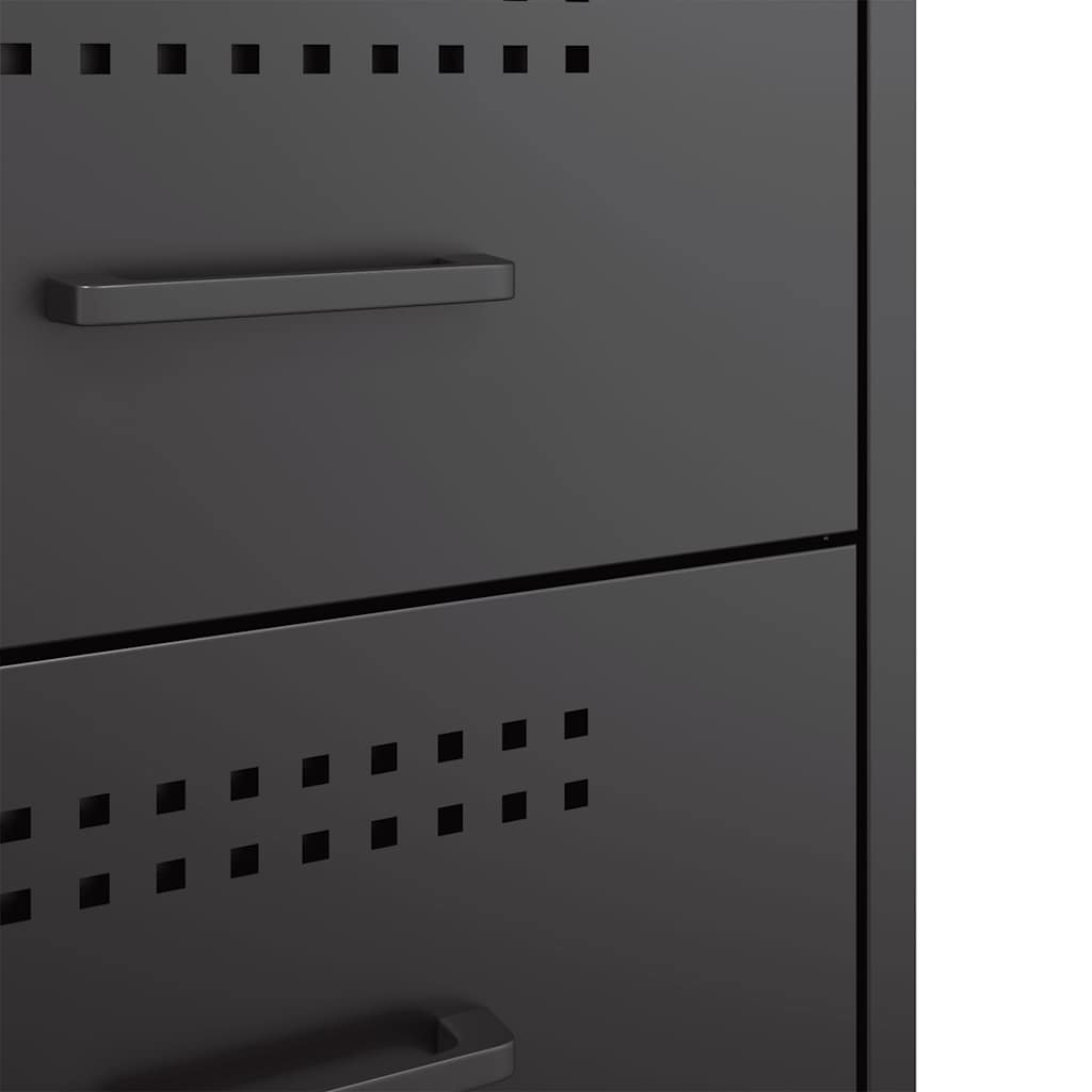 Comodino Nero 36x39x50,5 cm in Acciaio - homemem39