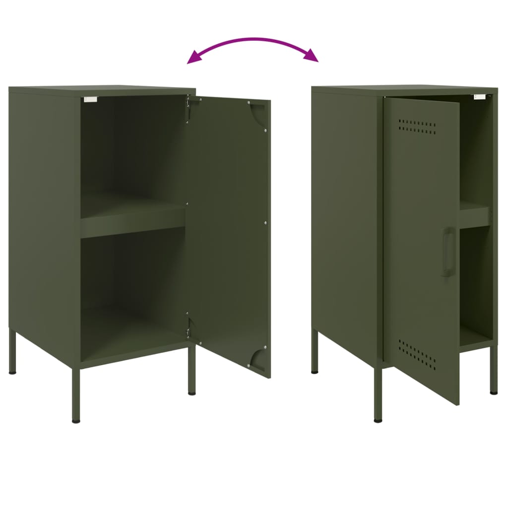 Credenze 2 pz Verde Oliva 36x39x79 cm Acciaio