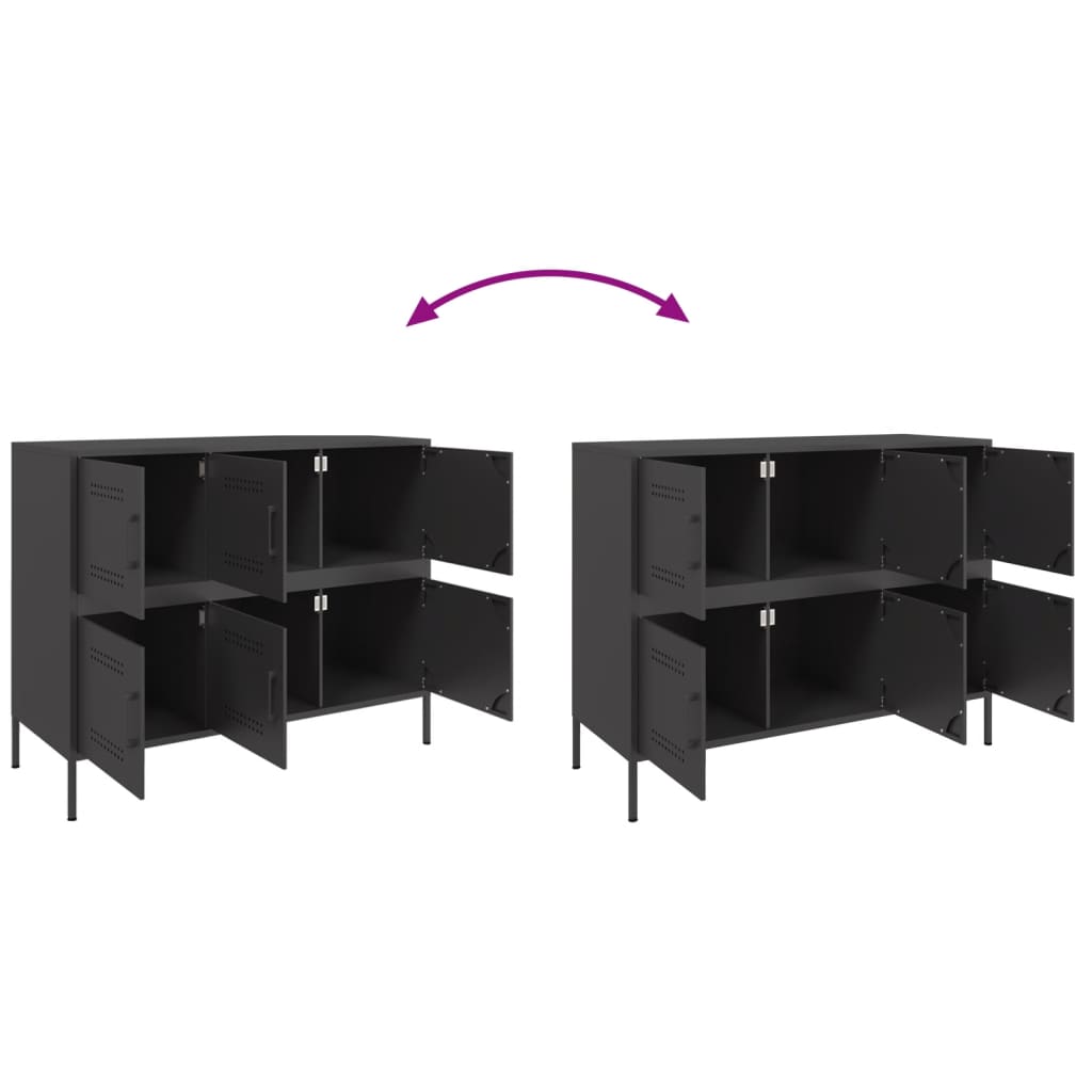 Credenza Nera 100,5x39x79 cm in Acciaio