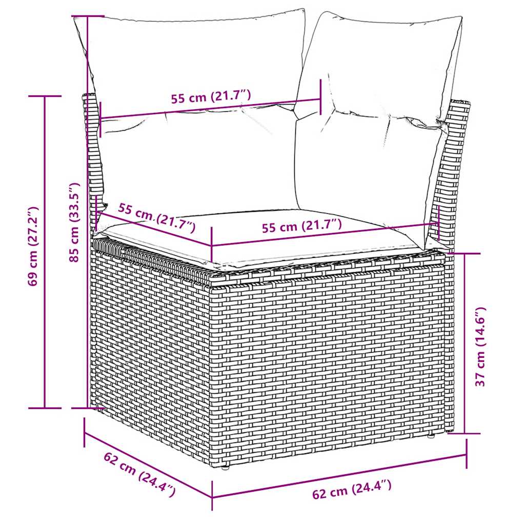 Set Divano da Giardino 6 pz con Cuscini Nero in Polyrattan | homemem39