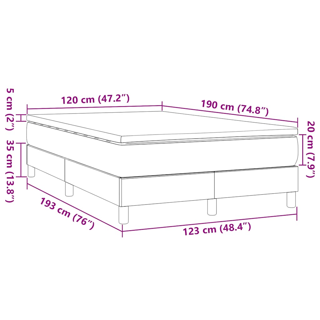 Giroletto a Molle con Materasso Grigio Chiaro 120x190cm Tessuto | homemem39