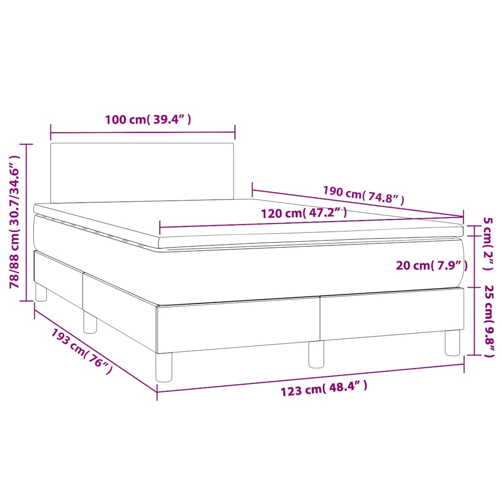 Giroletto a Molle con Materasso Blu Scuro 120x190 cm in Velluto | homemem39